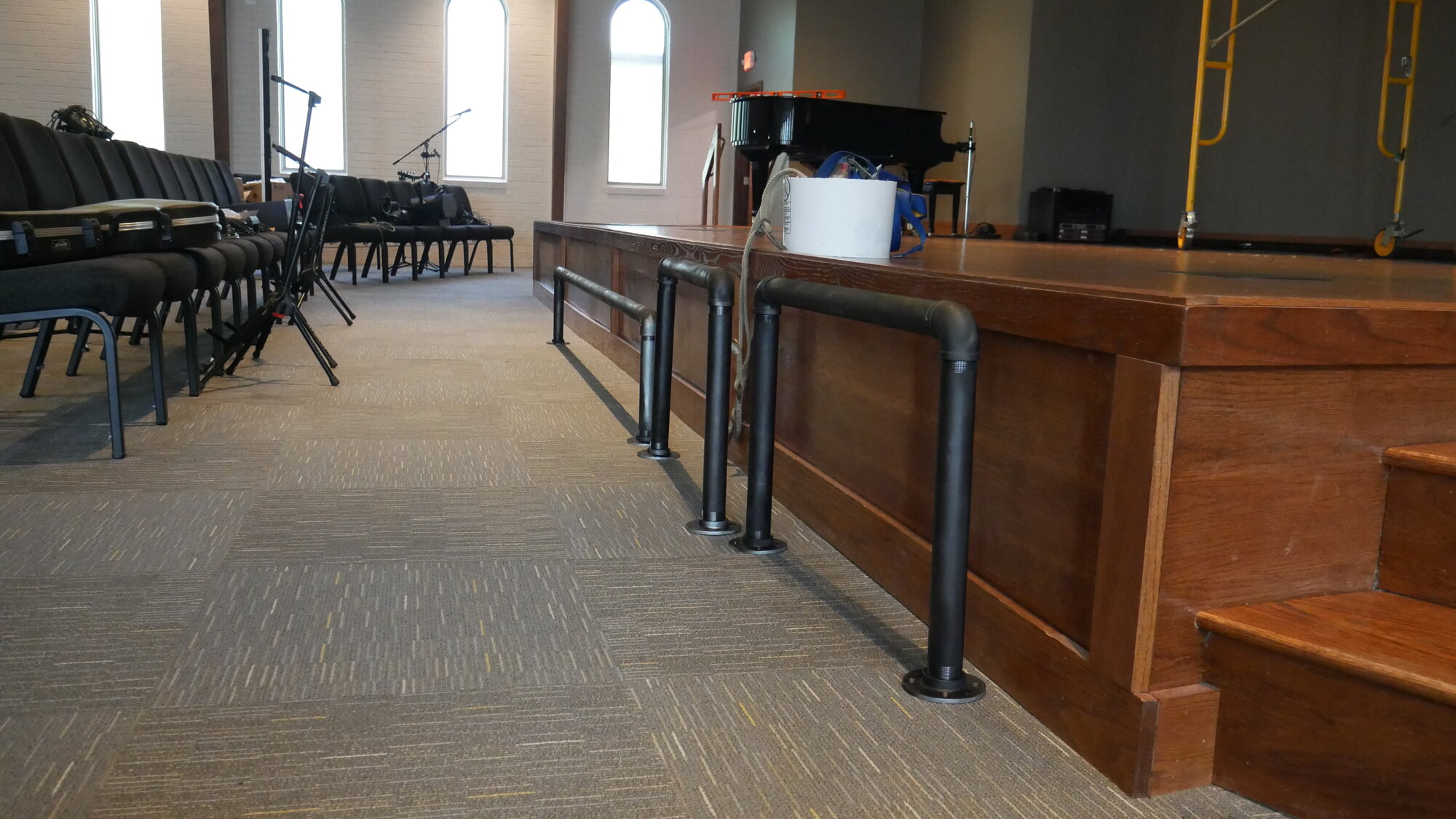 Install in progress at Istrouma Ascension — fixture mounting and cabling work underway.